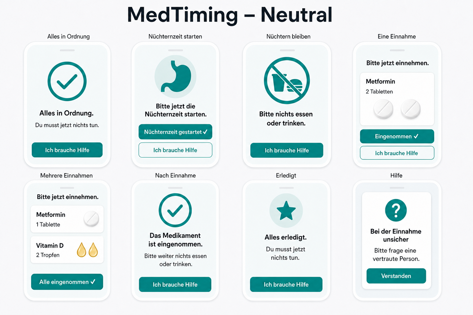 Sachliche einfache MedTiming-Ansicht